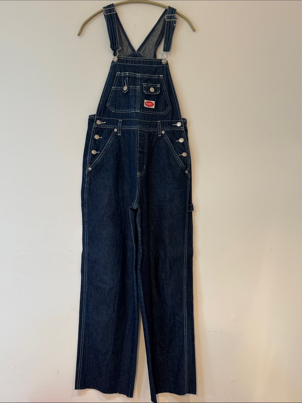 REVOLT vintage Dark Indigo Denim Women's Overalls with Utility Bib